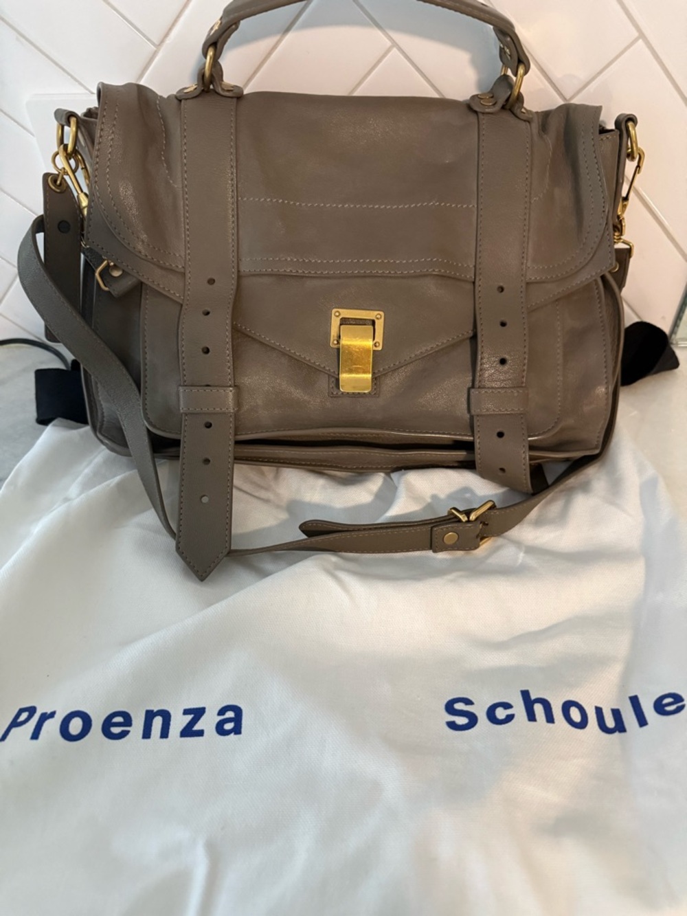 Proenza Schouler Taupe Leather PS1 Medium Shoulder Bag - Never used